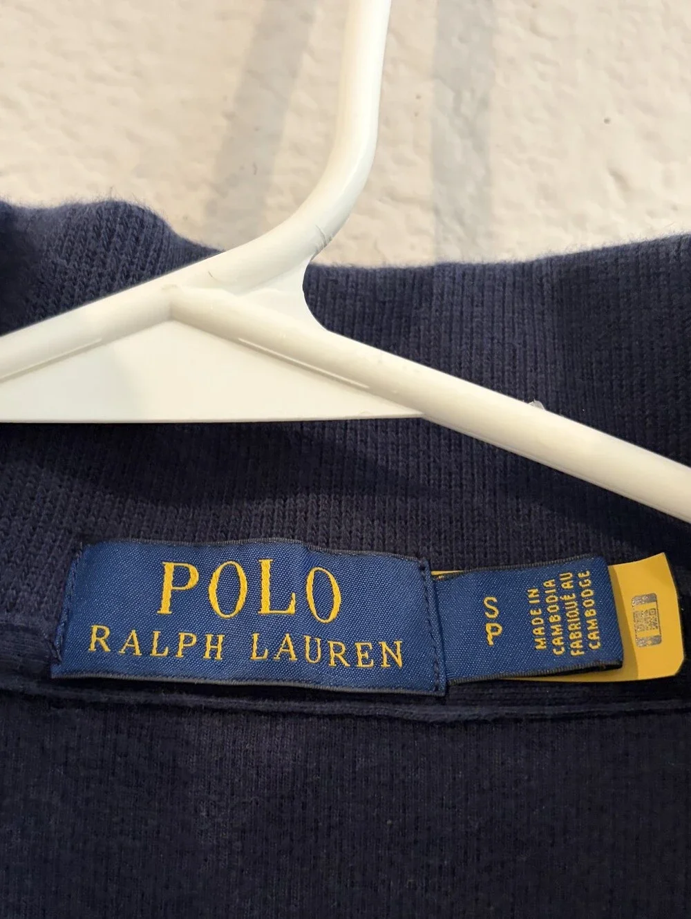 Polo Ralph Lauren Mens Classic Navy Blue Brown Pony 1/4 Zip Sweater Size Small